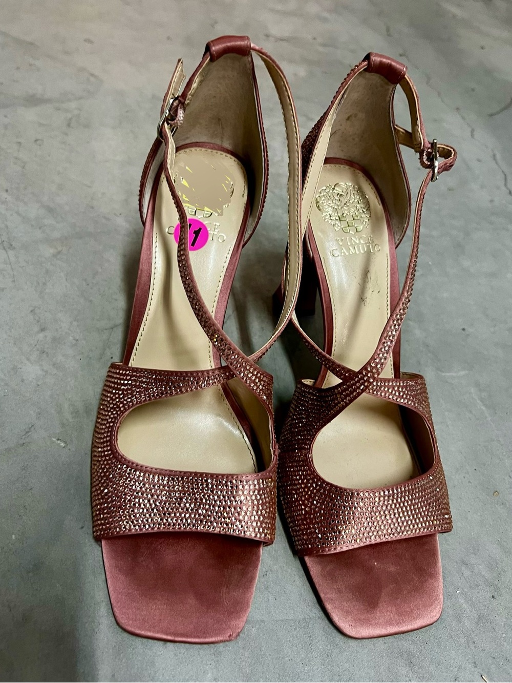 Vince Camuto Women's Bronze Strappy Block Heel Sandals